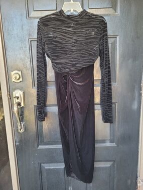 Sassy Set Black Velvet Skirt And Black velvet And Mesh Top